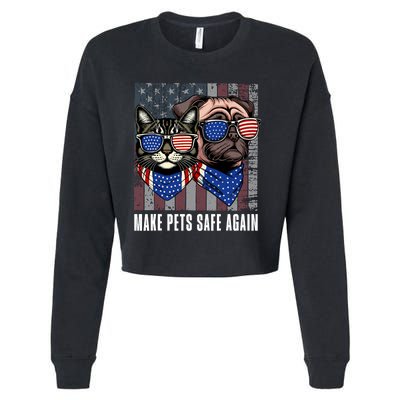 Make Pets Safe Again Trump Harris Debate Eating The Dogs Cat Cropped Pullover Crew