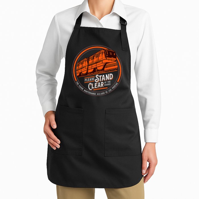 Monorail Please Stand Clear Of The D.O.O.R.S English Spanish Apron