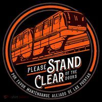 Monorail Please Stand Clear Of The D.O.O.R.S English Spanish Apron