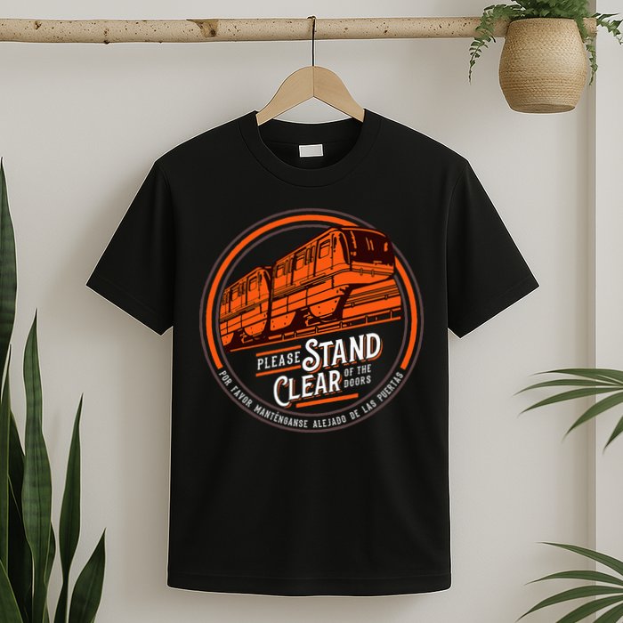 Monorail Please Stand Clear Of The D.O.O.R.S English Spanish T-Shirt