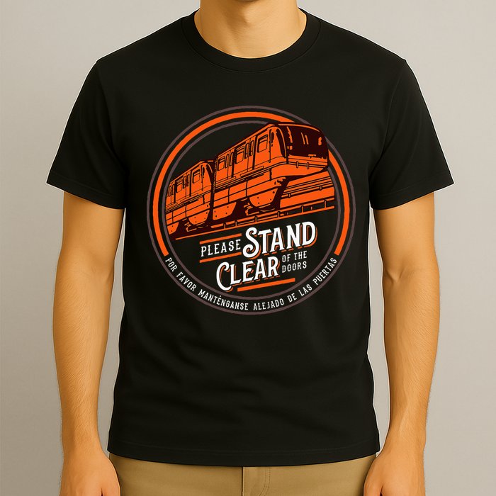 Monorail Please Stand Clear Of The D.O.O.R.S English Spanish T-Shirt
