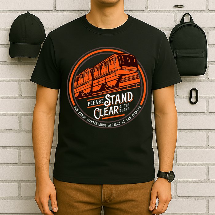 Monorail Please Stand Clear Of The D.O.O.R.S English Spanish T-Shirt