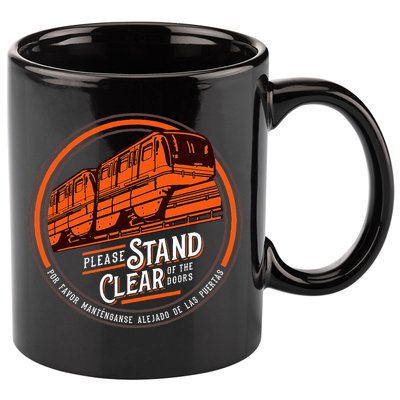 Monorail Please Stand Clear Of The D.O.O.R.S English Spanish 11oz C Handle Ceramic Mug