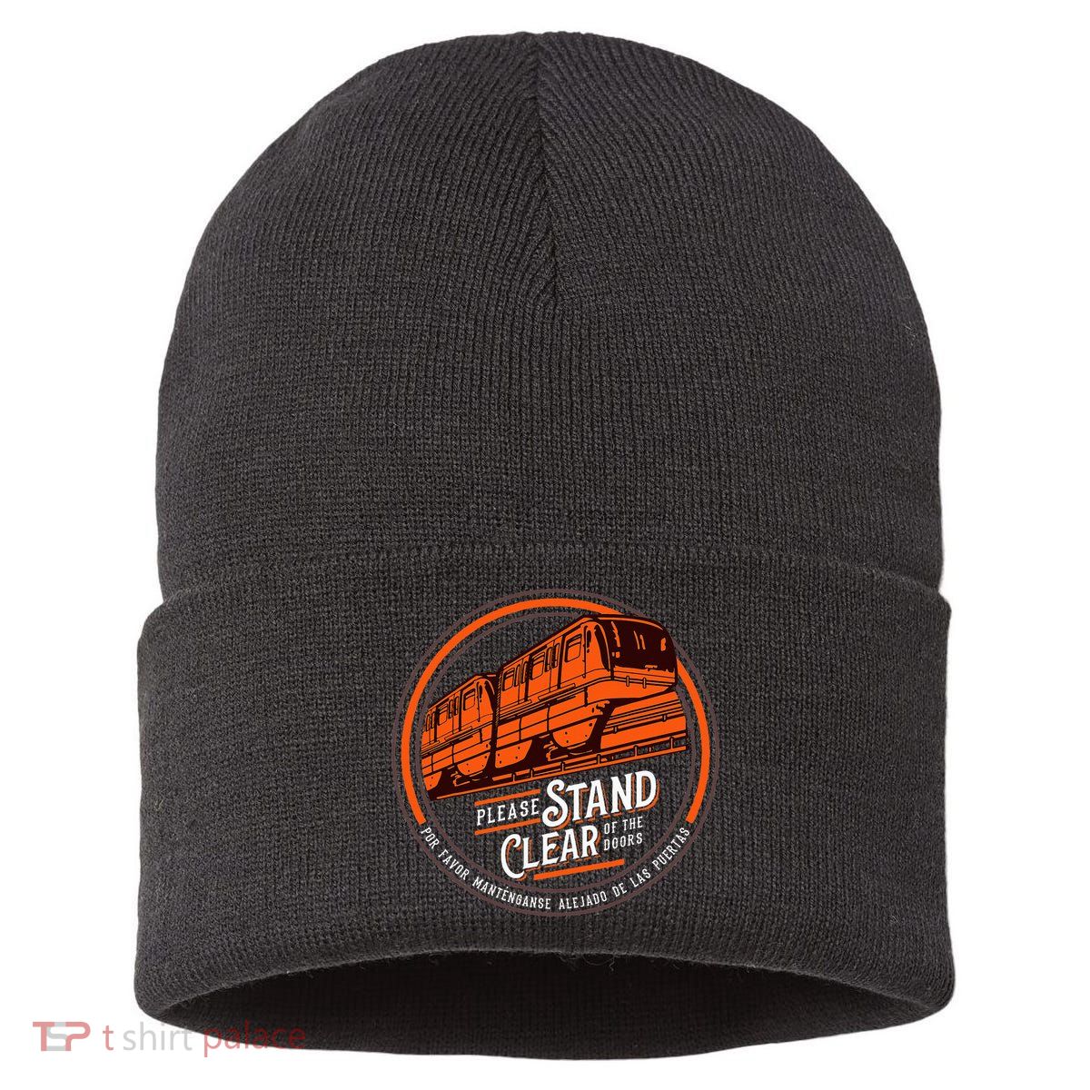 Monorail Please Stand Clear Of The D.O.O.R.S English Spanish Sustainable Knit Beanie