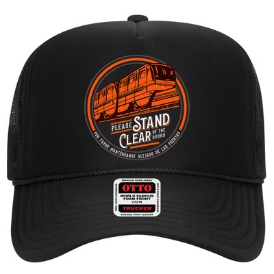 Monorail Please Stand Clear Of The D.O.O.R.S English Spanish Trucker Hat