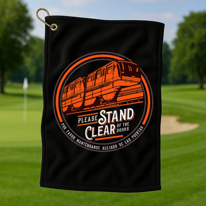 Monorail Please Stand Clear Of The D.O.O.R.S English Spanish Golf Towel