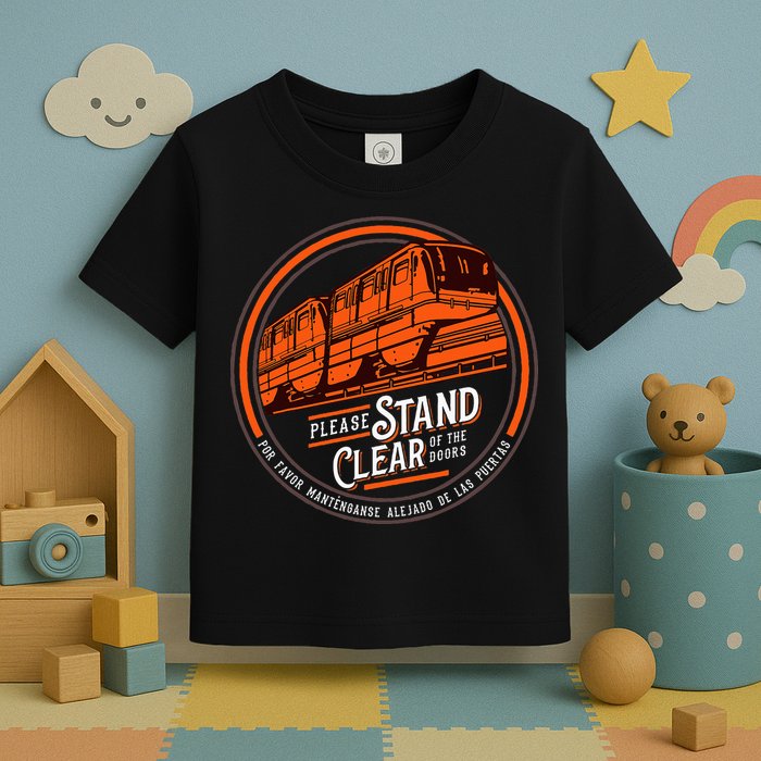 Monorail Please Stand Clear Of The D.O.O.R.S English Spanish Toddler T-Shirt