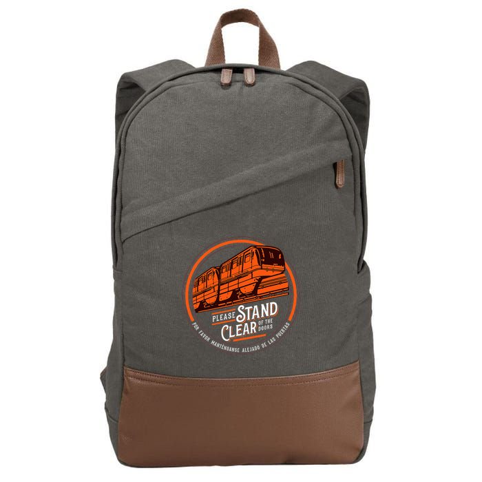 Monorail Please Stand Clear Of The D.O.O.R.S English Spanish Cotton Canvas Backpack