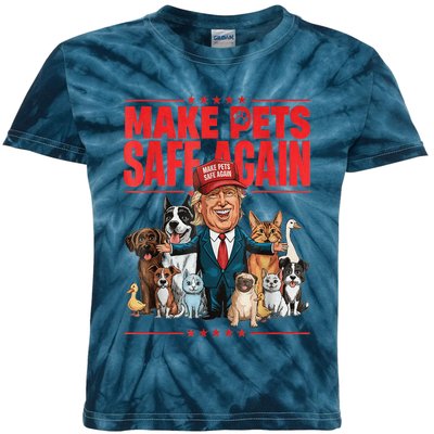 Make Pets Safe Again 2024 Save Our Pets Funny Trump And Pets Lovers Kids Tie-Dye T-Shirt