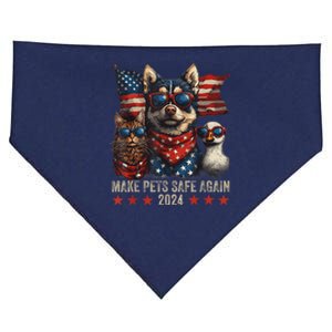 Make Pets Safe Again Trump 2024 Save Our Pets America Grunged Flag USA-Made Doggie Bandana