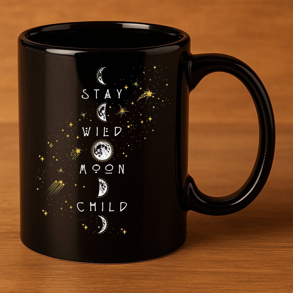 Moon Phase Stay Wild Moon Child Gift Idea 11oz C Handle Ceramic Mug