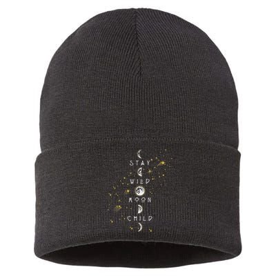 Moon Phase Stay Wild Moon Child Gift Idea Sustainable Knit Beanie