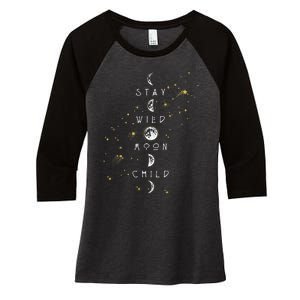 Moon Phase Stay Wild Moon Child Gift Idea Women's Tri-Blend 3/4-Sleeve Raglan Shirt