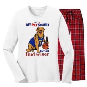 My Pet Smart But My Bud Wiser Women's Long Sleeve Flannel Pajama Set 