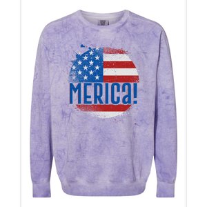 Merica Paint Splatter American USA Flag Colorblast Crewneck Sweatshirt