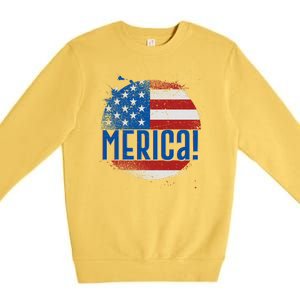 Merica Paint Splatter American USA Flag Premium Crewneck Sweatshirt