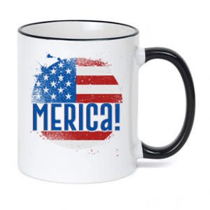 Merica Paint Splatter American USA Flag 11oz Black Color Changing Mug