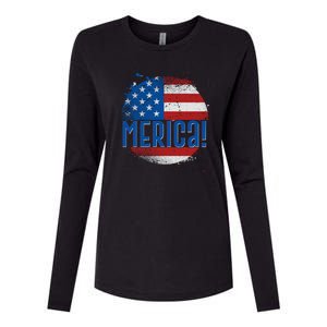 Merica Paint Splatter American USA Flag Womens Cotton Relaxed Long Sleeve T-Shirt