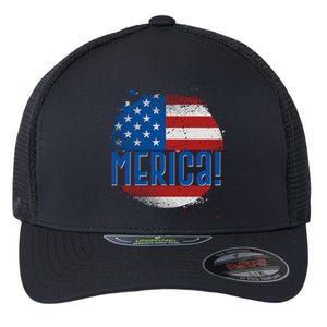 Merica Paint Splatter American USA Flag Flexfit Unipanel Trucker Cap