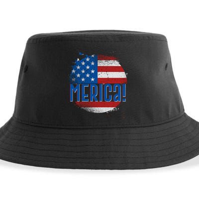 Merica Paint Splatter American USA Flag Sustainable Bucket Hat