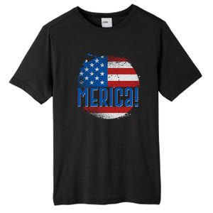 Merica Paint Splatter American USA Flag Tall Fusion ChromaSoft Performance T-Shirt