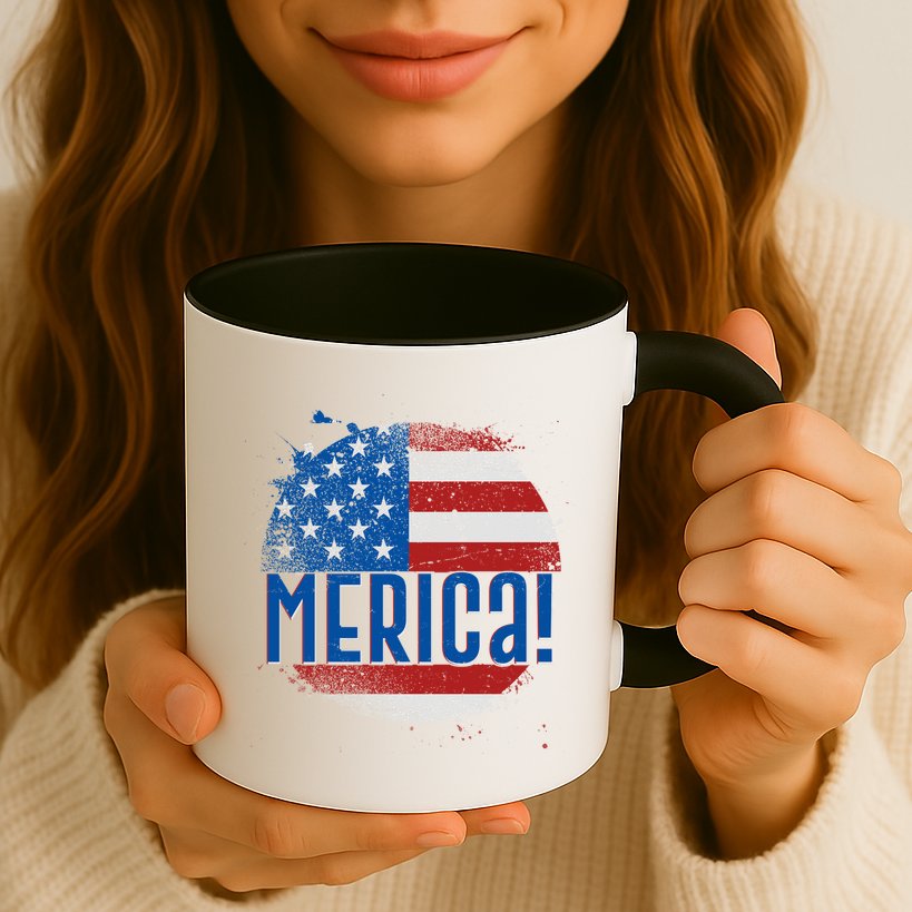 Merica Paint Splatter American USA Flag Mug