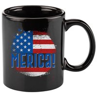 Merica Paint Splatter American USA Flag 11oz C Handle Ceramic Mug