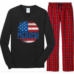 Merica Paint Splatter American USA Flag Long Sleeve Pajama Set