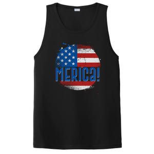 Merica Paint Splatter American USA Flag PosiCharge Competitor Tank