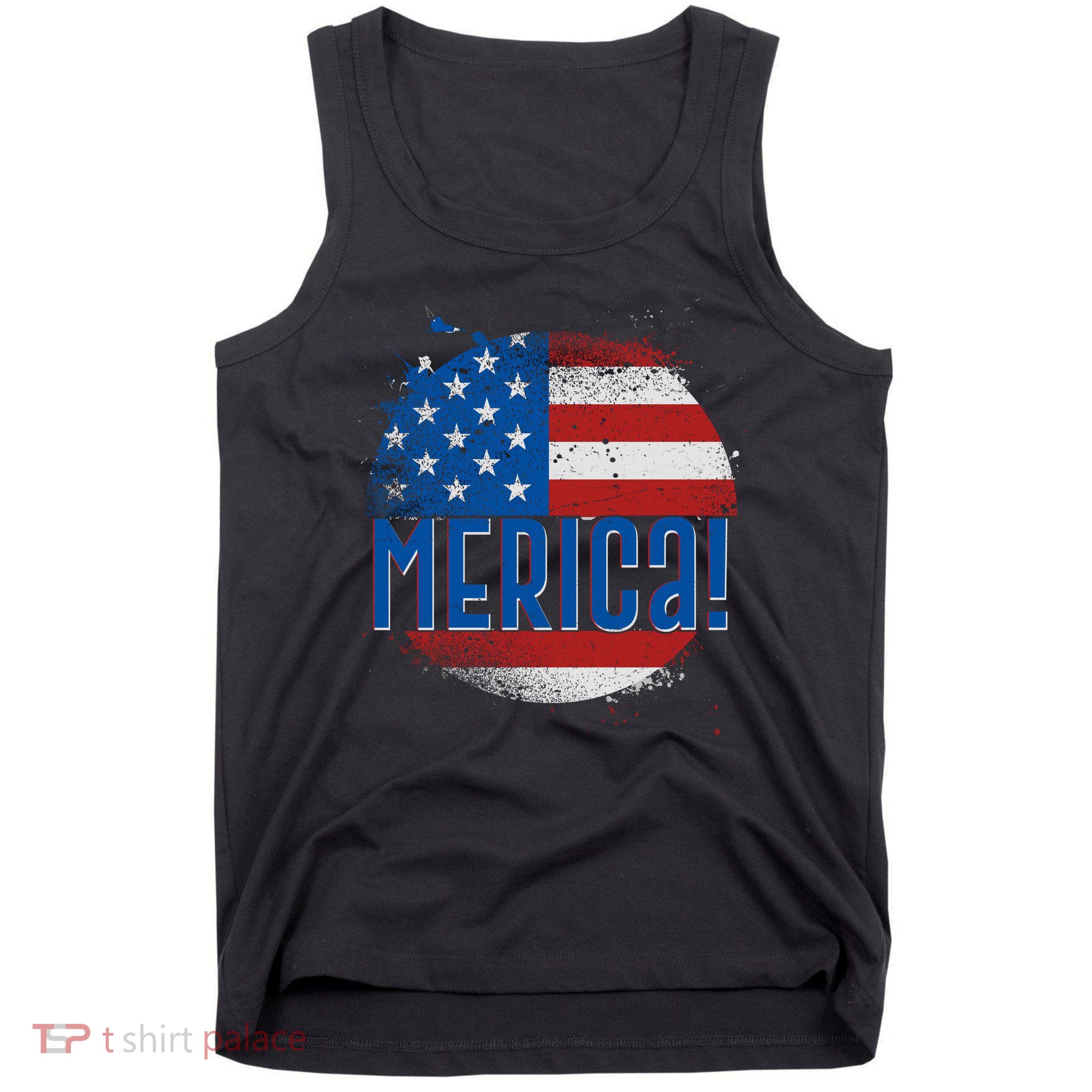 Merica Paint Splatter American USA Flag Tank Top