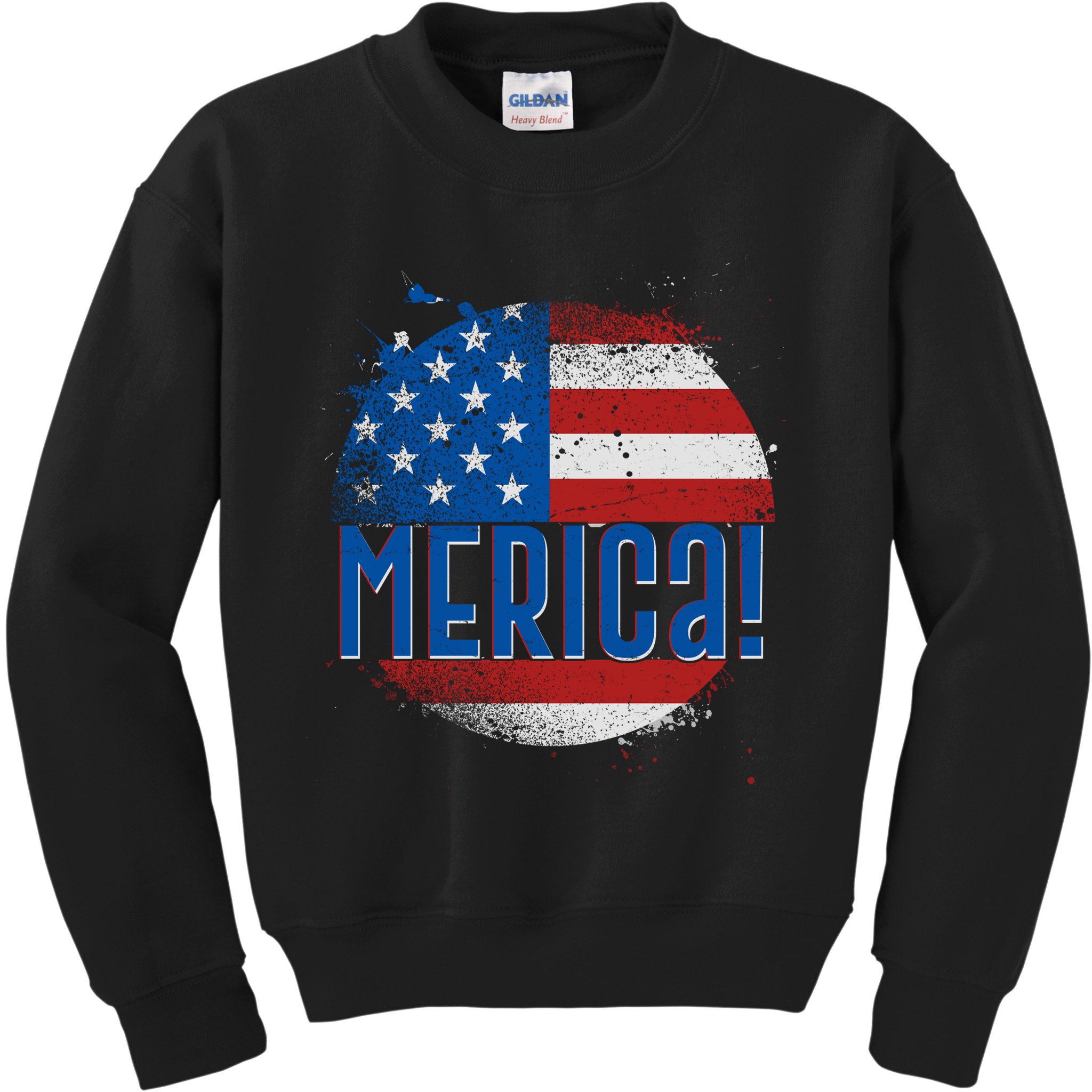 Merica Paint Splatter American USA Flag Kids Sweatshirt