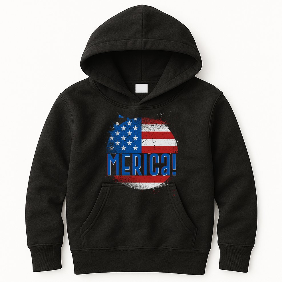 Merica Paint Splatter American USA Flag Kids Hoodie