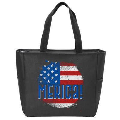 Merica Paint Splatter American USA Flag Zip Tote Bag