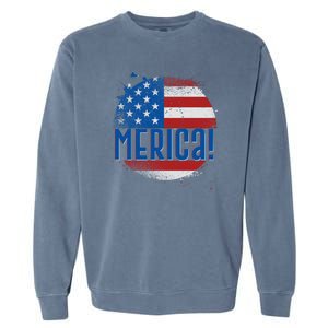 Merica Paint Splatter American USA Flag Garment-Dyed Sweatshirt