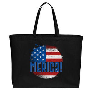 Merica Paint Splatter American USA Flag Cotton Canvas Jumbo Tote