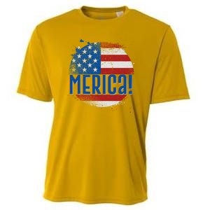 Merica Paint Splatter American USA Flag Cooling Performance Crew T-Shirt