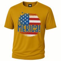 Merica Paint Splatter American USA Flag Cooling Performance Crew T-Shirt