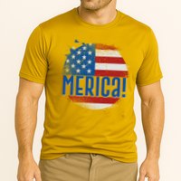 Merica Paint Splatter American USA Flag Cooling Performance Crew T-Shirt