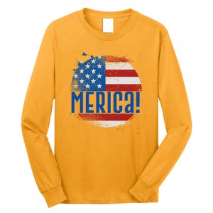 Merica Paint Splatter American USA Flag Long Sleeve Shirt