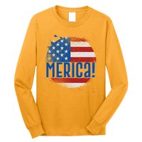 Merica Paint Splatter American USA Flag Long Sleeve Shirt