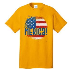 Merica Paint Splatter American USA Flag Tall T-Shirt