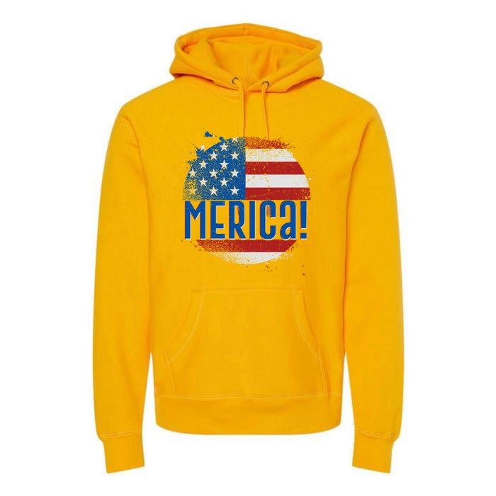 Merica Paint Splatter American USA Flag Premium Hoodie