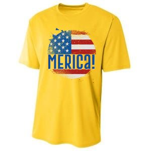 Merica Paint Splatter American USA Flag Performance Sprint T-Shirt