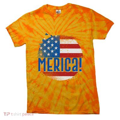 Merica Paint Splatter American USA Flag Tie-Dye T-Shirt