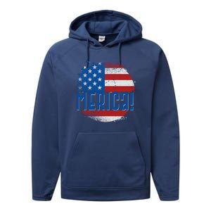 Merica Paint Splatter American USA Flag Performance Fleece Hoodie