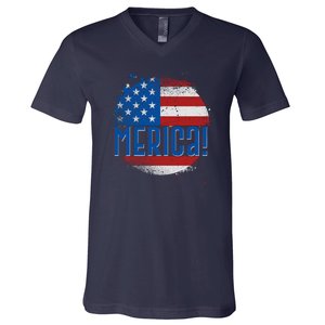 Merica Paint Splatter American USA Flag V-Neck T-Shirt