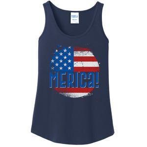 Merica Paint Splatter American USA Flag Ladies Essential Tank