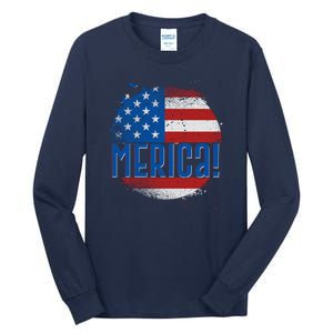 Merica Paint Splatter American USA Flag Tall Long Sleeve T-Shirt