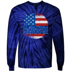 Merica Paint Splatter American USA Flag Tie-Dye Long Sleeve Shirt