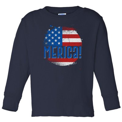 Merica Paint Splatter American USA Flag Toddler Long Sleeve Shirt